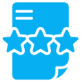Blue document icon with three stars.